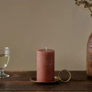 Nkuku Rustic Soy Blend Pillar Candle Rust Small
